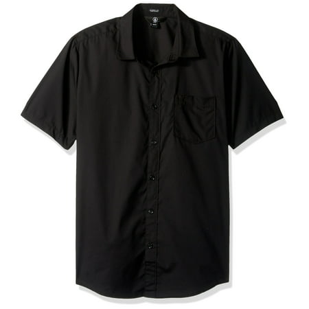 Volcom NEW Solid Black Mens Size XL Short Sleeve Button Down Shirt ...