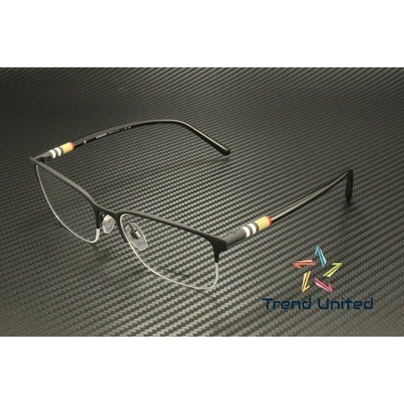 Burberry BE 1323 Metal Unisex Rectangle Eyeglasses Black Rubber 54mm Adult