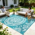 thumbnail image 5 of ORGOWEL Outdoor Rug Boho Floral Plastic Straw Waterproof Reversible Foldable Large Carpet 8×10ft for Patio Balcony Pool Backyard Camping Picnic, 5 of 11