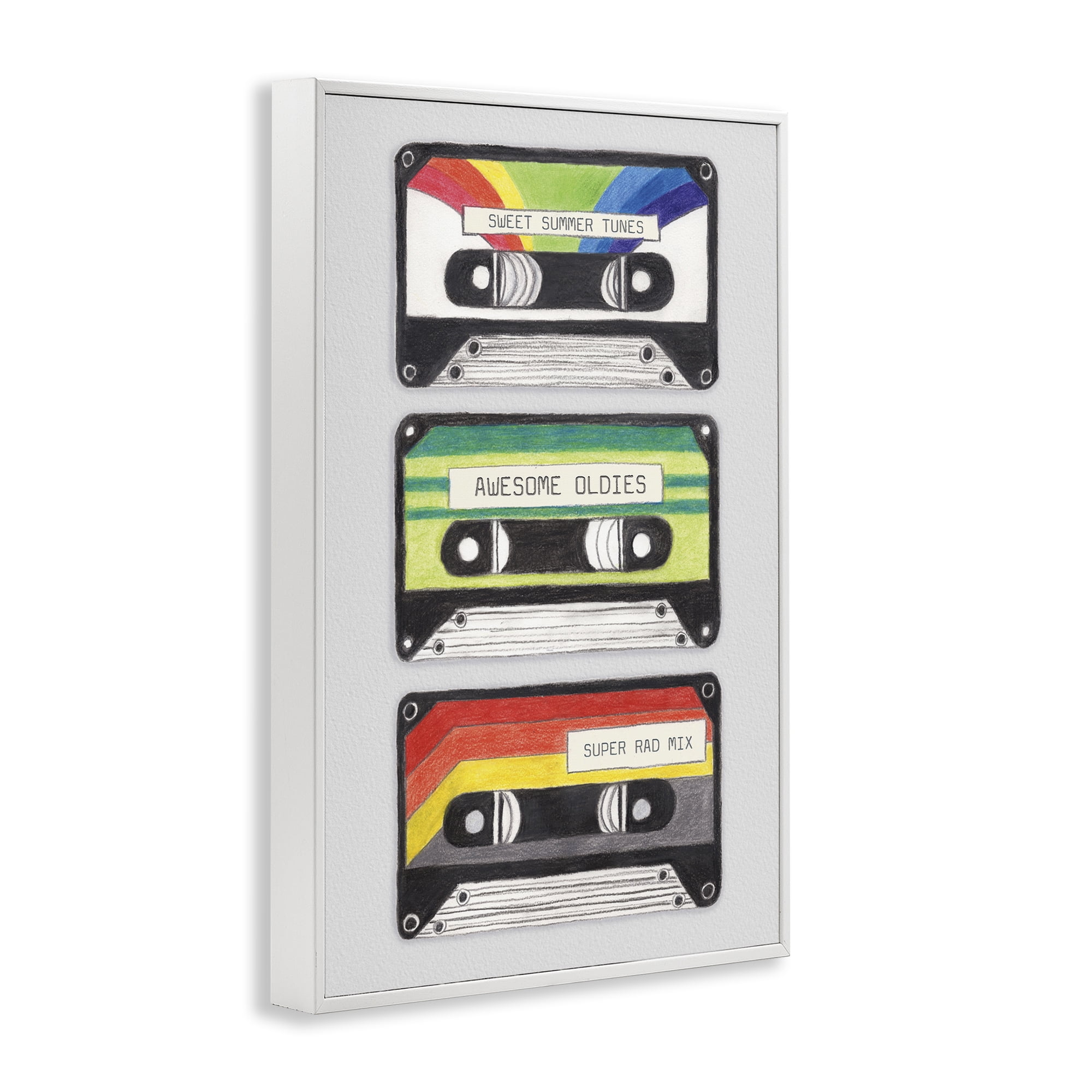 Stupell Industries Retro Cassette Tapes Performing Arts Painting White Framed Art Print Wall Art, 20 x 30