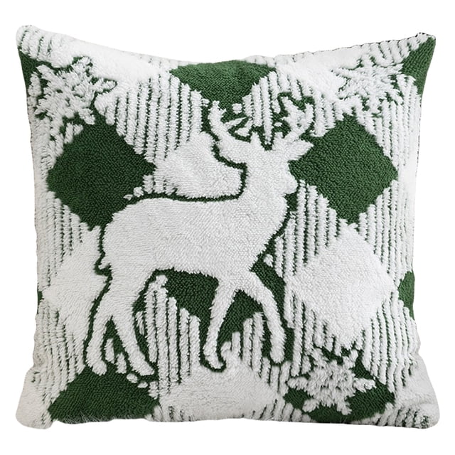 Funda Cojín Jacquard Navideño (Alce) Verde