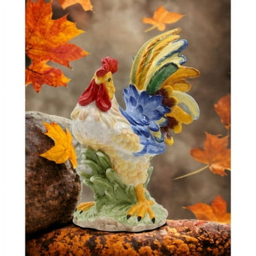 Ceramic Blue Rooster Figurine 7.5x5.5x10.875 Kitchen Farmhouse Gift