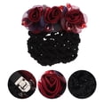 thumbnail image 1 of FENGGUIQU Comfortable Red Hairnet for Bun with Fabric Flower Perfect for Uniforms, 1 of 6