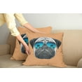 thumbnail image 2 of Ambesonne Pug Throw Pillow Cover 2 Pack, Dog and Sunglasses, 16", Black Orange Blue, 2 of 5