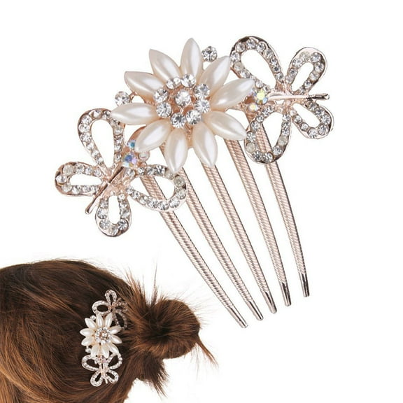 HINTRMENT Bridal Rhinestone Hair Clip Hair Piece For Wedding 1Pcs Multi Color Alloy And Faux Pearl