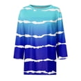 thumbnail image 4 of Fznquz Casual Oversized Shirts for Women Fall Blue 3/4 Sleeve Tees Graphic Winter Casual Womens Fashion,M, 4 of 5