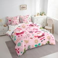 thumbnail image 3 of Manfei Santa Claus 7pcs Bedding Comforter Set,Happy New Year Queen Bedding Sets Super Cozy,Pink Green Queen Sheet Sets,Lightweight Merry Christmas Room Decor,Reversible, 3 of 8