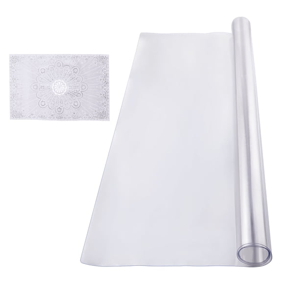 KFFKFF Clear Table Shield, Dimensions 36 x 48 Inch with 1.5 mm Thickness, Rectangle PVC Desk Overlay, Water-Resistant and Simple to Clean Desk Mat Table Cover, Suitable for Office Cabinet
