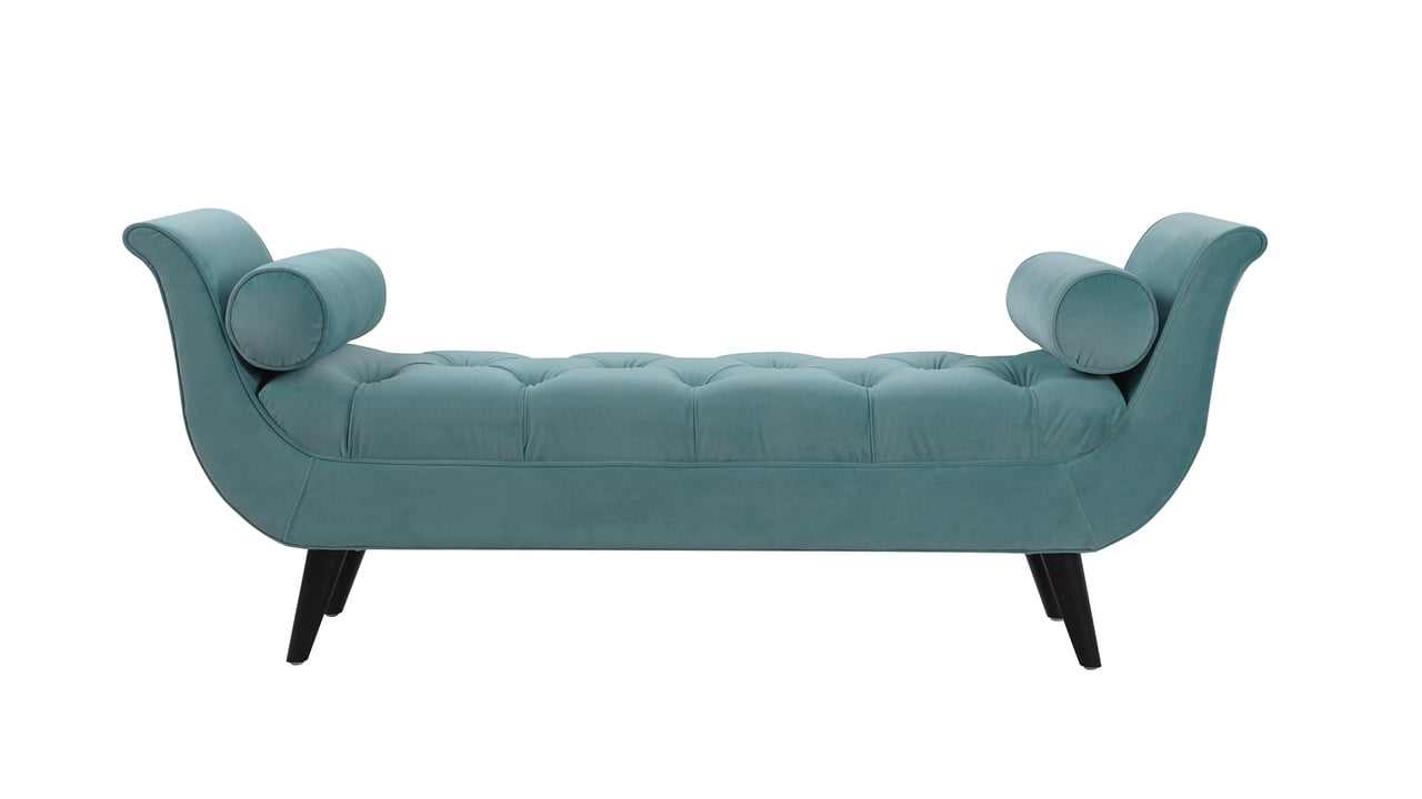 Jennifer Taylor Home Alma Tufted Flare Arm Entryway Bench, Arctic Blue