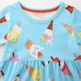 thumbnail image 4 of Girls Dress Summer Ice Cream Prints Dress for Toddler Kids Girls Cartoon Pattern Cotton Short Sleeve Cotton Dress Baby Girl Dress Sky Blue 1 Years-2 Years, 4 of 6