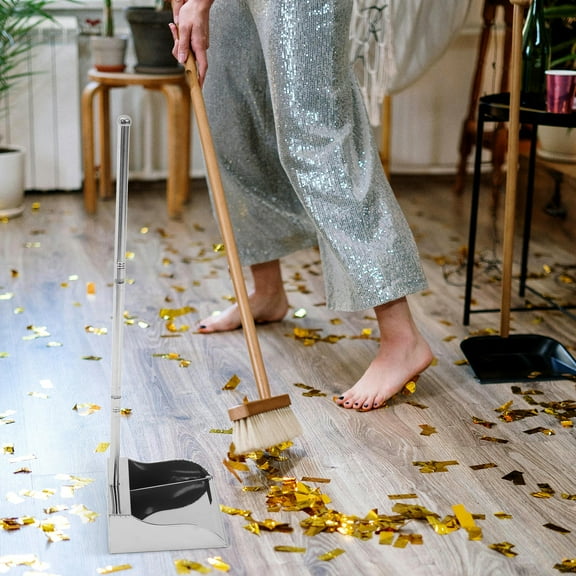 NIAIZEK Stainless Steel Long-Handle Dustpan - No-Stoop Garbage Shovel, Heavy-Duty for Indoor & Outdoor Use(27.56X10.04X8.54In)