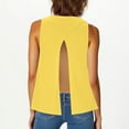 thumbnail image 7 of Wyobmus Womens Cross Backless Tank Tops Casual Sleeveless Open Back Tops Solid Color Cute Round Neck Flowy Shirts Yellow, 7 of 7