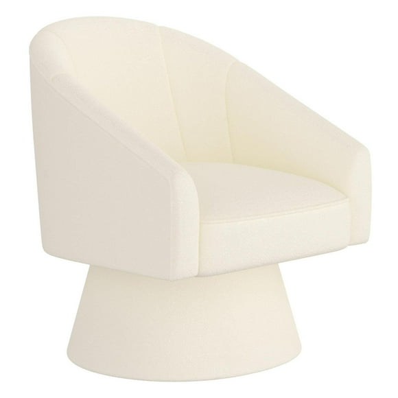 Modern Boucle Fabric Accent Chair - Ivory