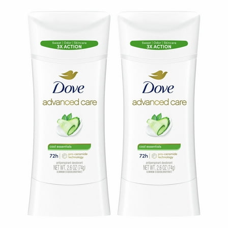 Dove Aluminum Free Antiperspirant Deodorant Stick for Women Cucumber & Green Tea, 2.6 oz 2 Count