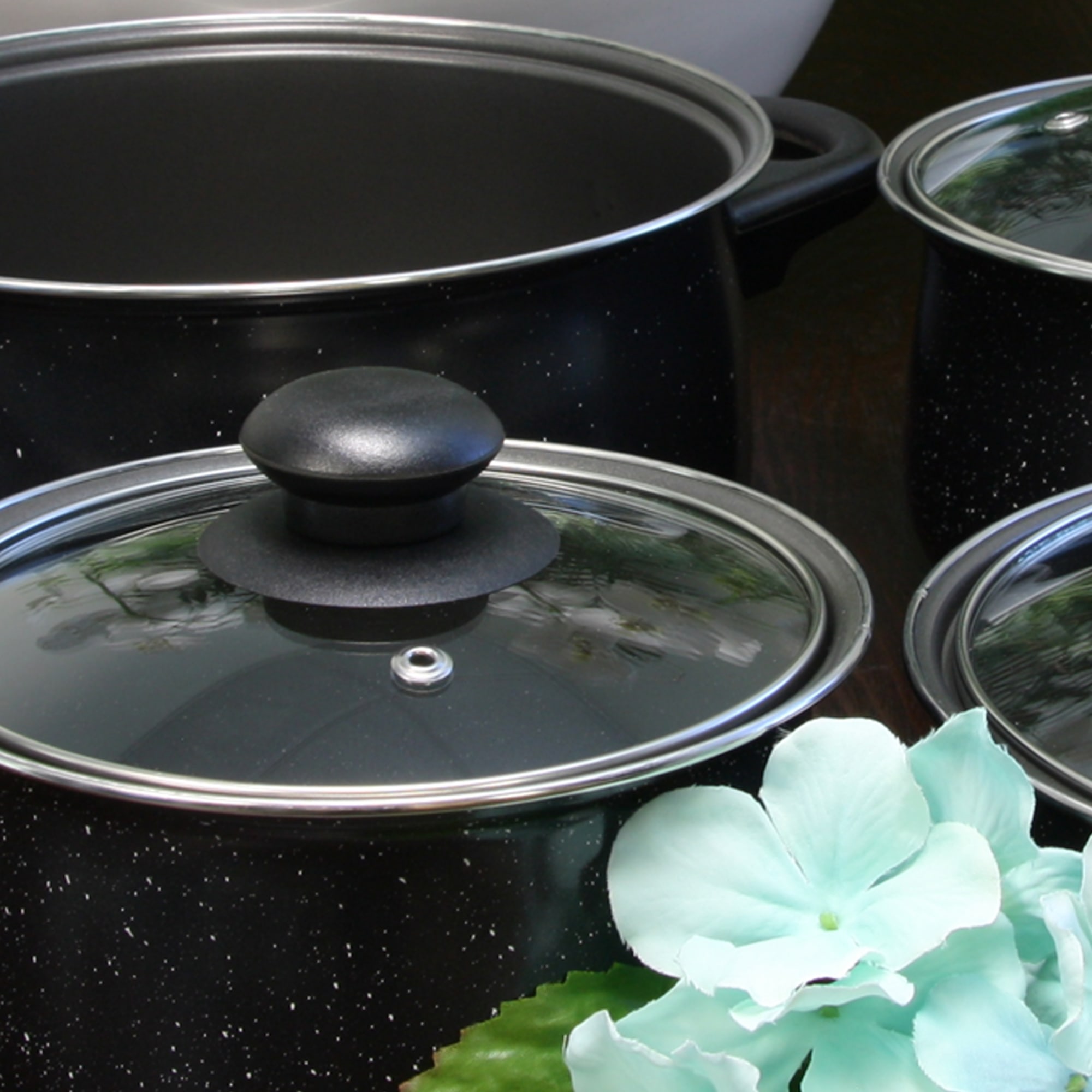 Gibson Home Casselman 7 Piece Cookware Set in Black with Bakelite Handle