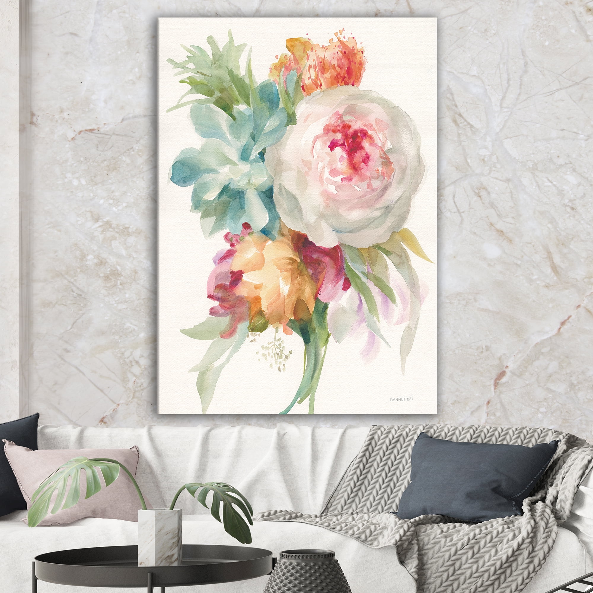 Designart 'Multicolor French Bouquet II' Farmhouse Premium Canvas Wall Art