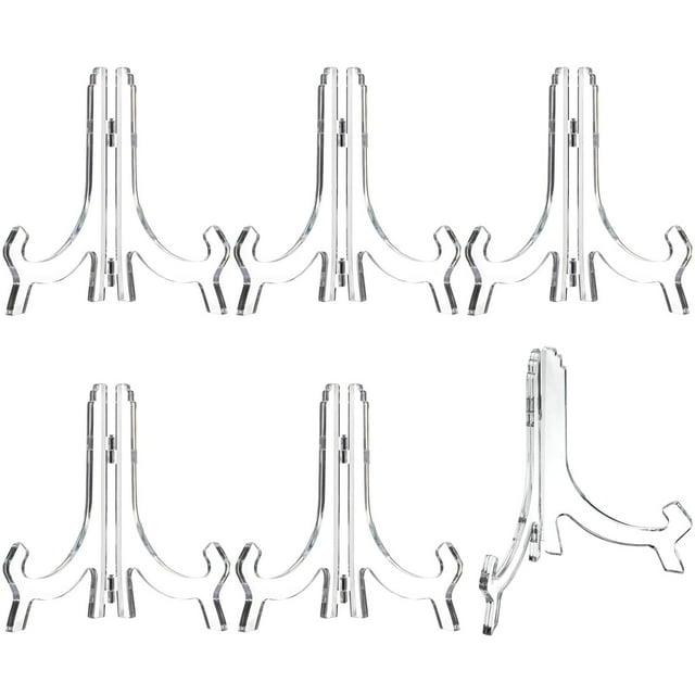 Soporte de exhibición HESTYA, caballete acrílico de 7 pulgadas, 6 unidades, transparente