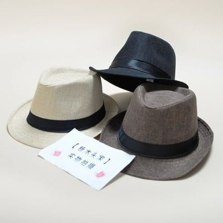 - Mens Ladies Straw Fedora Sun Hat Panama Trilby Crushable Foldable Travel Cap