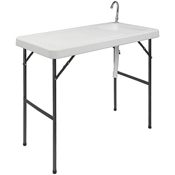 FoldING fISH cLEANING tABLE WITH sINK, pORTABLE fOLDING tABLE fISH fILLET hUNTING cLEANING cUTTING cAMPING pICNIC oUTDOOR gARDENING tABLE WITH sINK fAUCET FOR  bACKYARD bbq