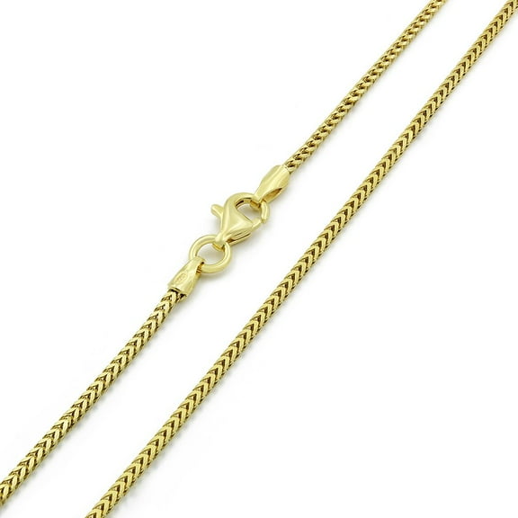 925 Italian Sterling Silver 1mm Solid Franco Chain, FREE Microfiber Cloth, Yellow Gold Plated Square Box Link Chain Mens Womens Necklace, Giorgio Bergamo