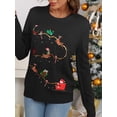 thumbnail image 5 of Musuos Women Christmas Sweater Casual Long Sleeve Round Neck Sequined Reindeer Knit Pullovers Fall Winter Sweater, S-XXL, 5 of 7