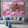 thumbnail image 3 of Mudket Framed Pink Leopard with Roses & Pearls Canvas Wall Art, Glam Leopard Print Room Decor for Women Bedroom, Animal Wall Art, Ready to Hang - 12"L x 8"W, 3 of 10