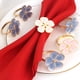 thumbnail image 2 of Xiao Hua Servilleteros decorativos de escritorio para restaurante familiar, con diseño de flores de colores, de aceite blanco y cinco pétalos de flor de ciruelo (6 unidades, azul), 2 of 3