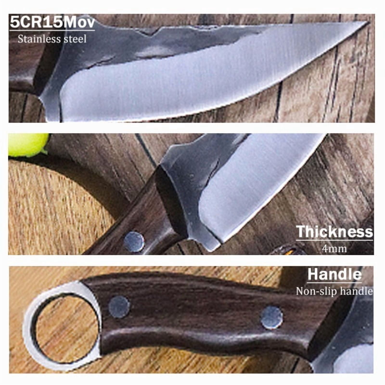 6PCS Stainless Steel Professional Kitchen Chef Knife Set Forged Handmade Meat Cleaver Butcher Knife Camping Knife Boning Utility Fish Vegetable Cutting Knife for Kitchen Convenience