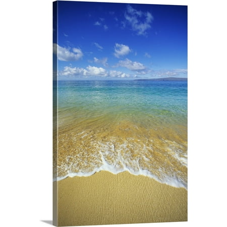 Great BIG Canvas | "Hawaii, Maui, Makena Beach, Shoreline And Calm Turquoise Ocean" Canvas Wall Art - 32x48