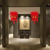 LOLIPPYY 3Pcs Chinese Festival Decorations Hanging Lanterns Non-woven Fabric Gold