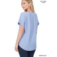 thumbnail image 2 of TheLovely Women & Plus Heavy Dobby V-Neck Rolled Short Sleeve Blouse Top, 2 of 3