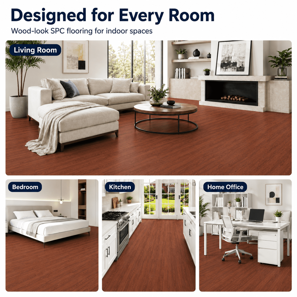 Yeslife 24-Piece Interlocking Luxury Vinyl Flooring Tile, 23.98 x 5.98 in., Coffee Oak SPC Rigid Core, 23.9 sq. ft.