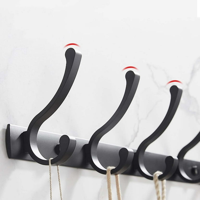 Aluminum Clothes Hangers Bathroom Wall Hooks Rack Storage Organizer Holder Coat Hat Hanger Coat Hooks Hole Hooks for Jackets Towel Bag , 5 Hook E-5