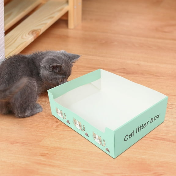 OUNONA Disposable Cat Toilet Training Kit Light Green Foldable Portable Litter Box with Splash Prevention