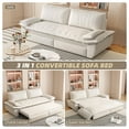 thumbnail image 3 of 73.2" Futon Sofa Bed Queen Size, Pull Out Bed, 3-in-1 Convertible Sleeper Sofa with 2 Soft Pillows, Modern Velvet Futon Couch for Living Room, Small Space, Apartment, Bedroom, Beige, 3 of 11