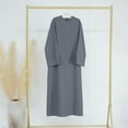 thumbnail image 2 of Women Dubai Middle Türkiye Solid Color Casual Loose Plus Size Elegant Dress Robe, 2 of 2