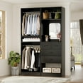thumbnail image 6 of Homieasy 50" Closet System 2 Sets, Walk-in Closet System with 4 Wooden Drawers & 2 Hanging Rods, Heavy Duty Closet with Mirror, Wardrobe Closet for Bedroom/Closet, 50"L x 15"W x 79.7"H, Black, 6 of 7