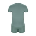 thumbnail image 2 of Jalioing Women's Pajama Set Comfy Loose Short Set Casual Solid Color Short Sleeve Tops Shorts 2 Piece Lounge Outfits, 2 of 6