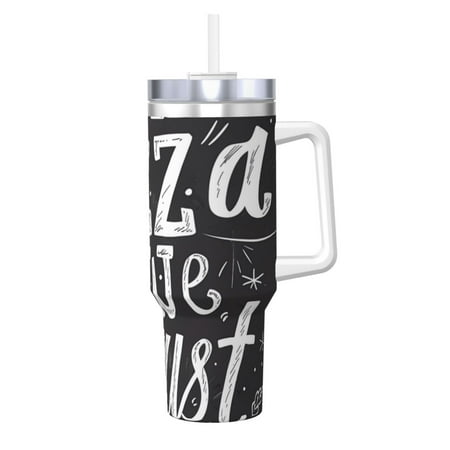 

Zeuib In Pizza We Crust Art Printed Insulated Stainless Steel Hot/Cold Coffee Cup 40oz Ice Bully With Handle Tumbler with Straw and Handle Insulated Water Bottle Travel Mug Cup