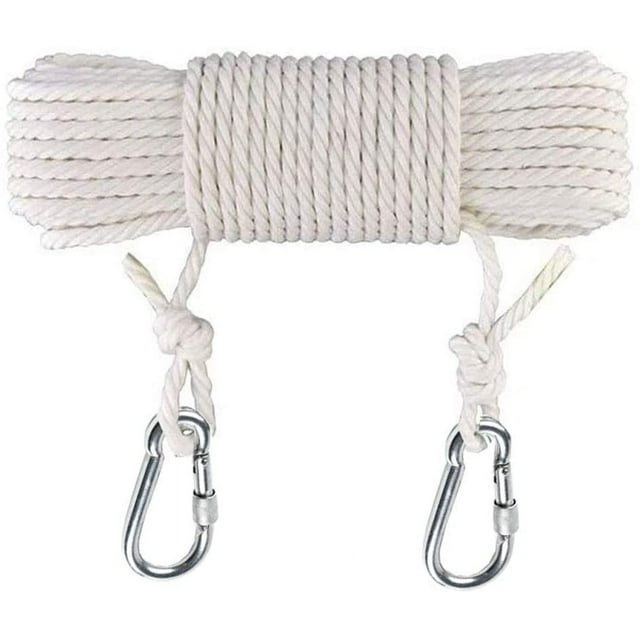 Clothesline 50 Ft Long Cotton Clothesline Rope Laundry Line Rope Craft Drying Rope Adjustable forCamping Travel & Home Use DIY Rope as Candle Replacement Wick Laundry Line Dryer Rope