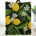 thumbnail image 2 of Creowell Lemons Flowers Green Leaves Soft and Warm Flannel Blanket for Sofa, Travel, Camping, Bed, Chair - Multi-purpose Gift Blanket All Season 50x60in, 2 of 7