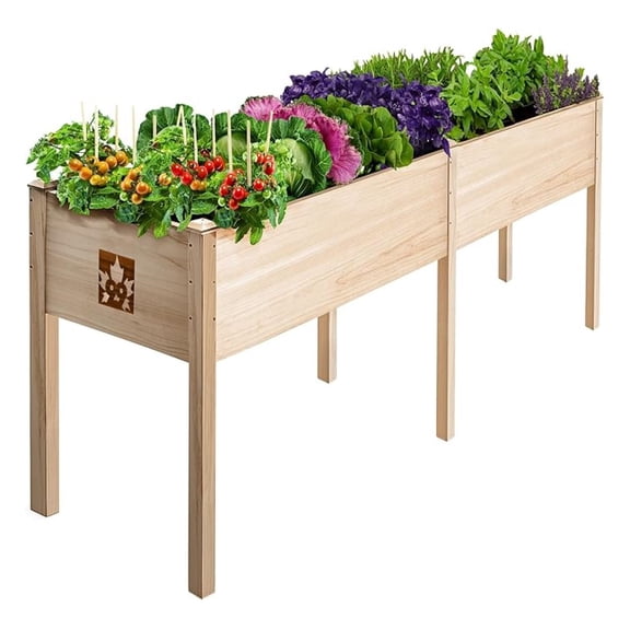 Raised Garden Bed with Legs 72x23x30 - Natural Cedar Wood Elevated Planter Box, Veggies, - 300lb Capacity - Natural