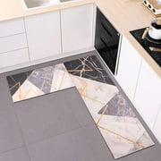 2Pcs Kitchen Rugs Halloween, Anti Fatigue Kitchen Mat Non Slip Rug Runner Comfort Standing Floor Mats Kitchen Carpet Set for Sink, Laundry 17"x27"+17"x47" Cute Faces in Black and pink