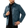 thumbnail image 5 of MexChoioe Mens Fall Casual Suede Trucker Jacket Lapel Collar Snap Button Design Multi Pockets Loose Cut Daily Coat for Mens, 5 of 7