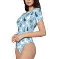 thumbnail image 2 of Lsque Black White Gray Rabbit Women's Crew Neck Short Sleeve Bodysuit Basic T Shirts Tops Onesie Adult Cute Pajama-Large, 2 of 8