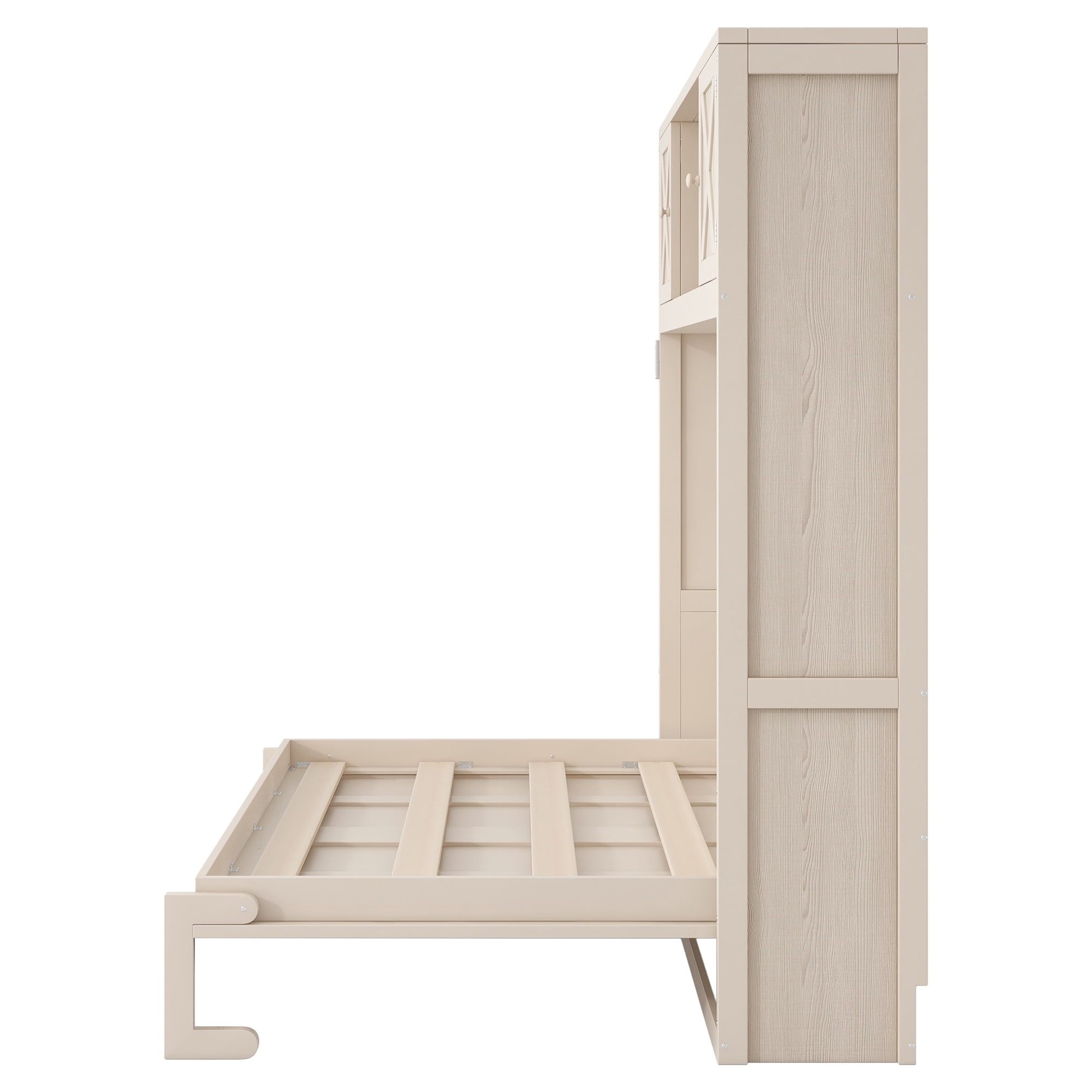 Queen Size Murphy Bed with Storage Cabinets for Space-Saving Guest Room