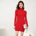 thumbnail image 1 of MRMT-vestidos de cuello alto para mujer, de Color sólido vestido ajustado, bolso de punto ajustado a la cadera, novedad de 2024, 1 of 7