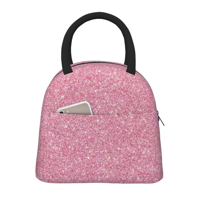 Lsque Glitter Print Lunch Bag, Insulated Lunch Box, Small Leakproof Cooler Food Lunch Containers Reusable High Capacity Lunch Tote Bags