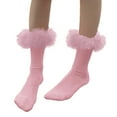 thumbnail image 3 of CUZIBR Socks For Women Fuzzy Lined Thick Wool Plush Trim Crew Socks Warm Winter Soft Thermal Cozy Boot Slipper Socks Comfy Dailywear,Pink,One Size, 3 of 5
