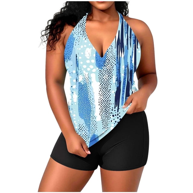 Women's Plus Size Long Sleeve Tops Casual Solid Color Split Back Adjustable Built-In Bralette Top Swimsuit Set